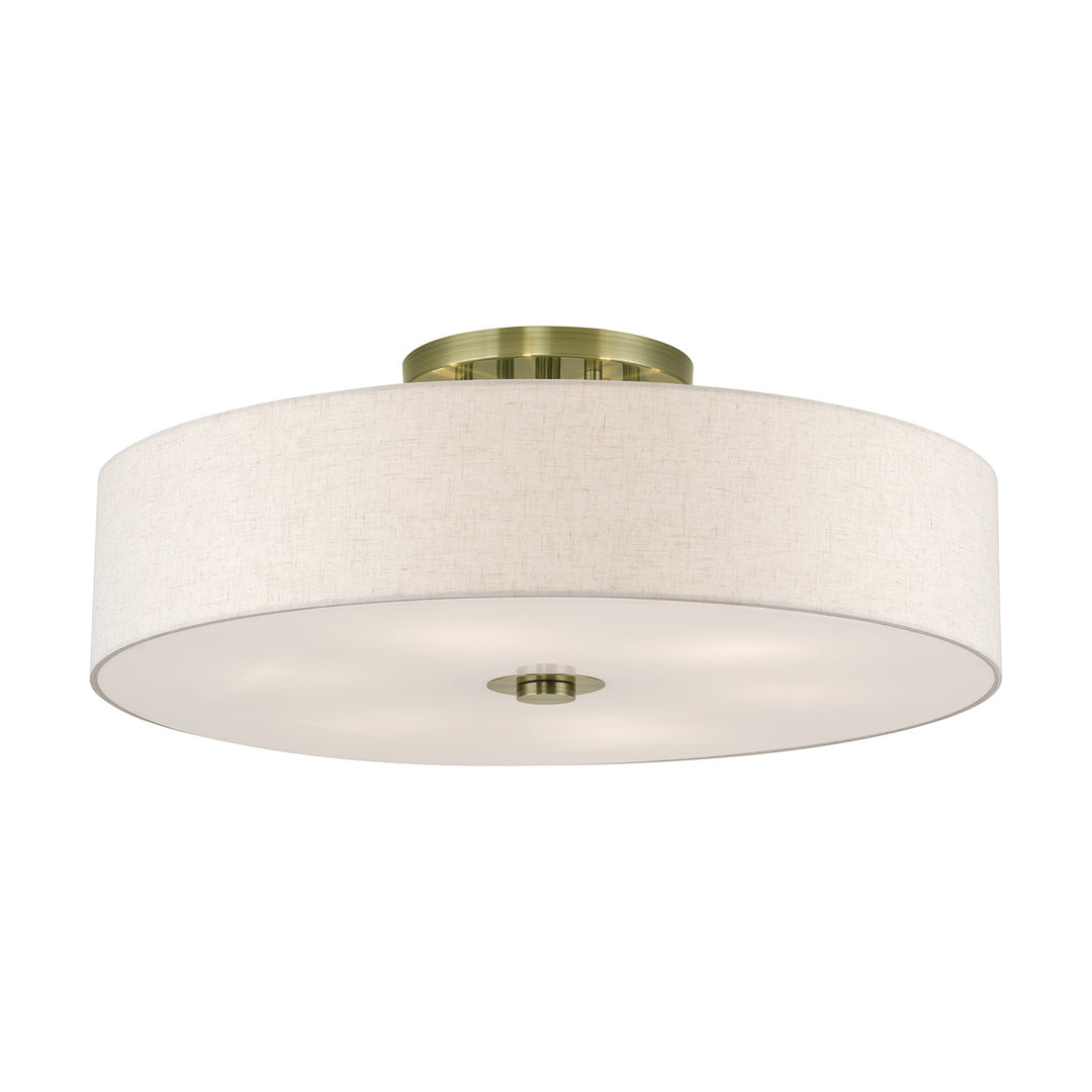 6 Light Antique Brass Extra Large Semi-Flush