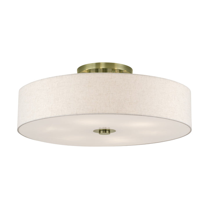 6 Light Antique Brass Extra Large Semi-Flush
