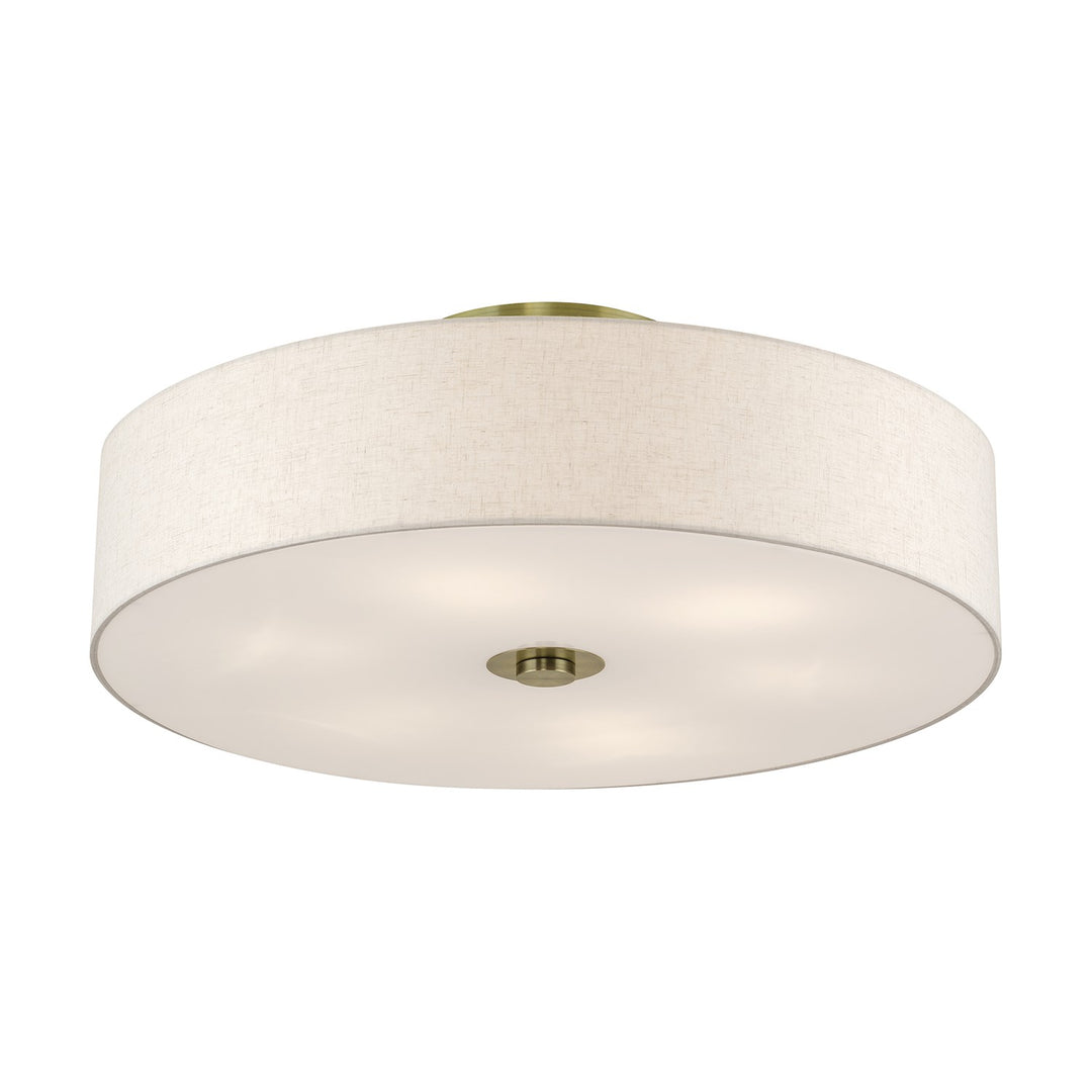 6 Light Antique Brass Extra Large Semi-Flush