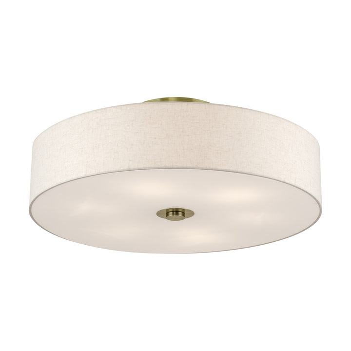6 Light Antique Brass Extra Large Semi-Flush