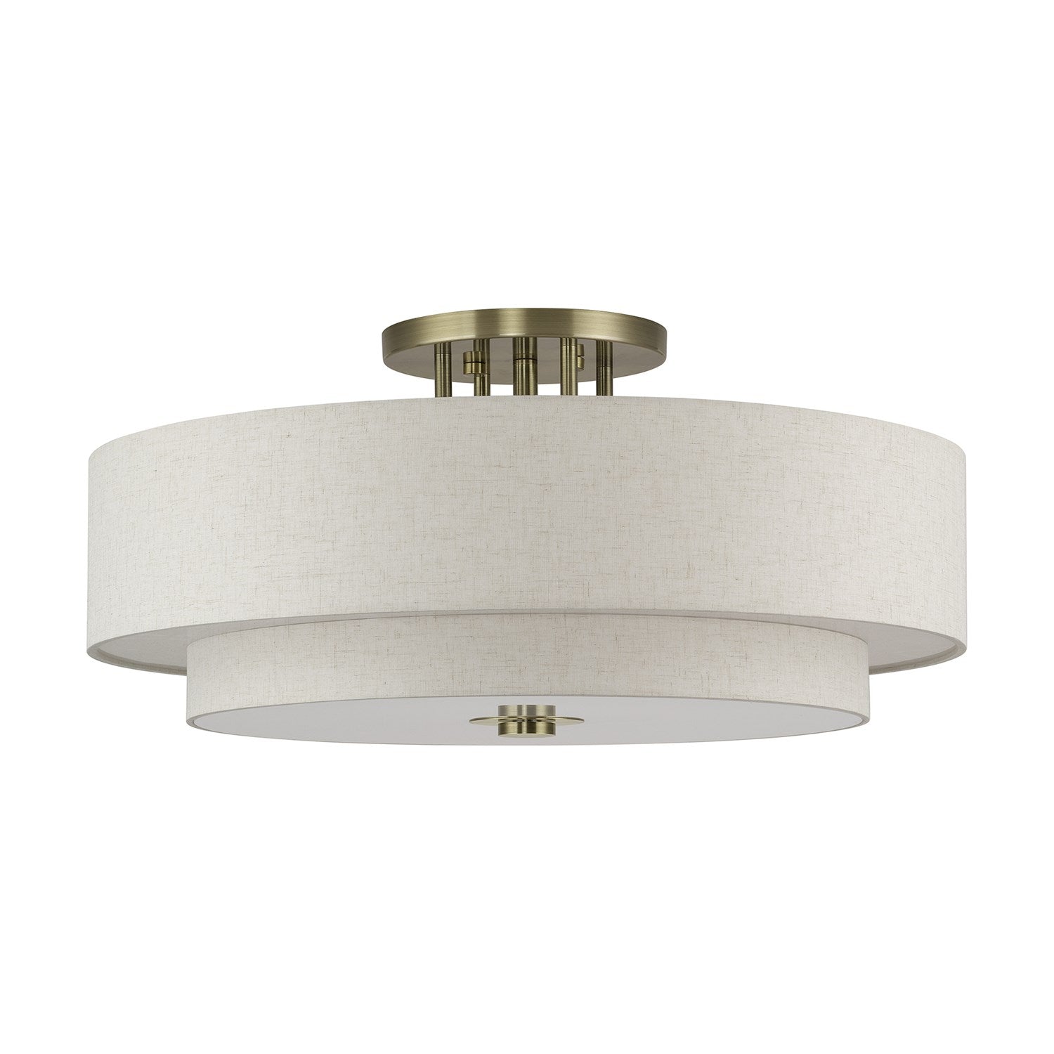 6 Light Antique Brass Extra Large Semi-Flush