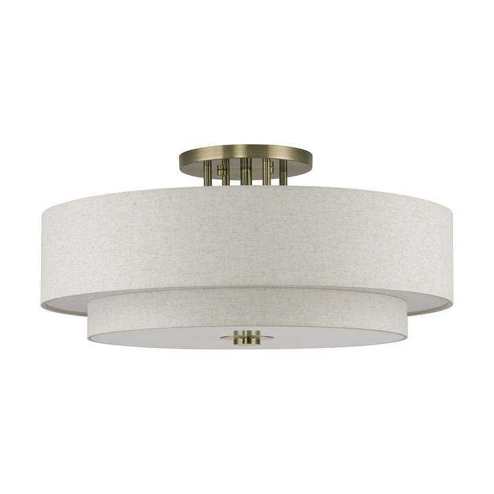 6 Light Antique Brass Extra Large Semi-Flush