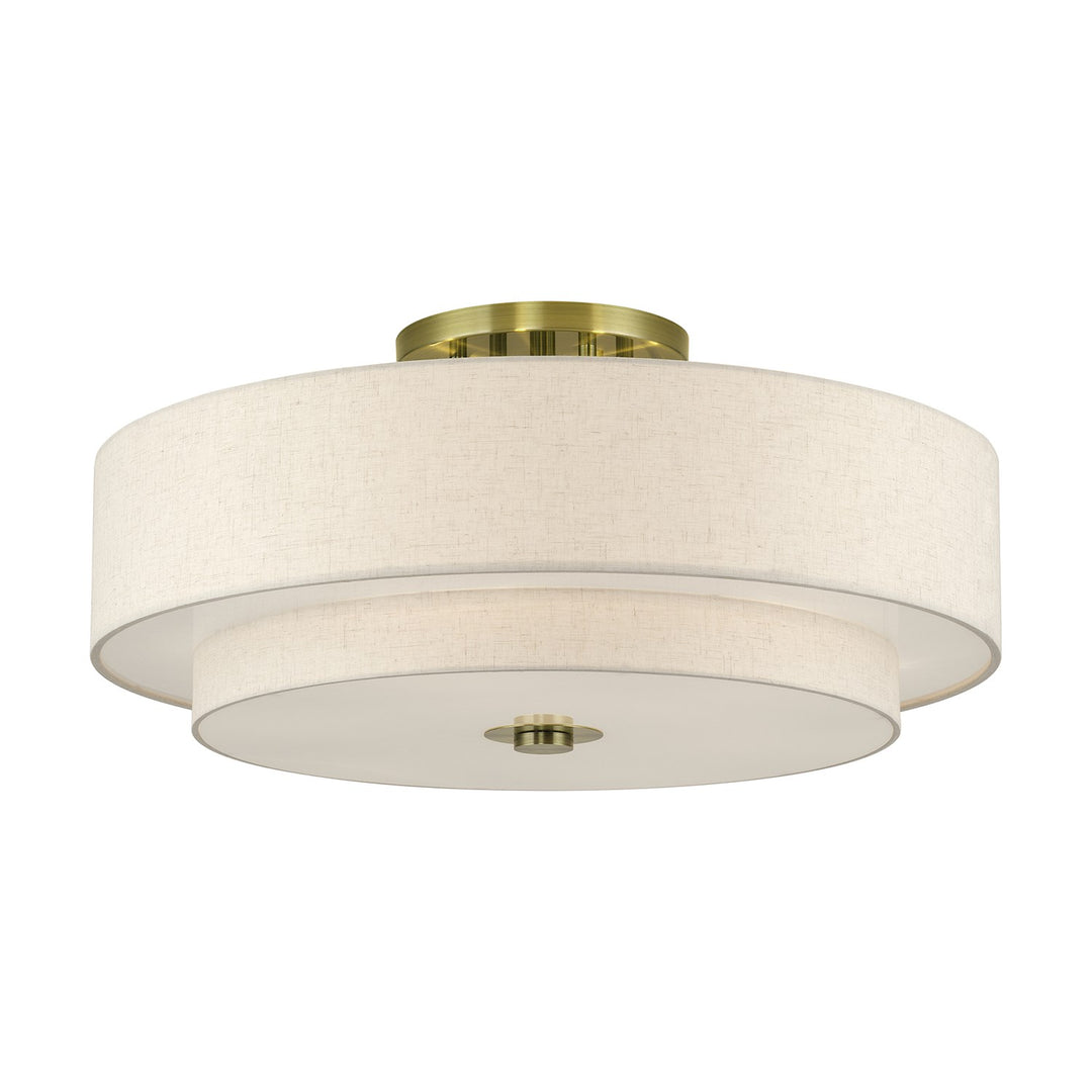 6 Light Antique Brass Extra Large Semi-Flush