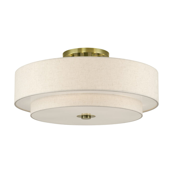 6 Light Antique Brass Extra Large Semi-Flush
