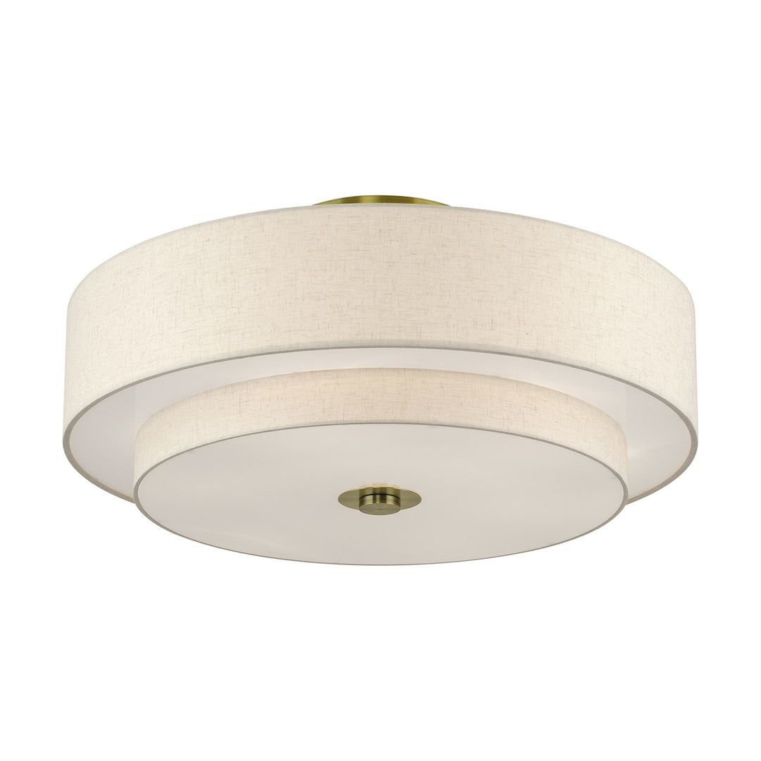 6 Light Antique Brass Extra Large Semi-Flush