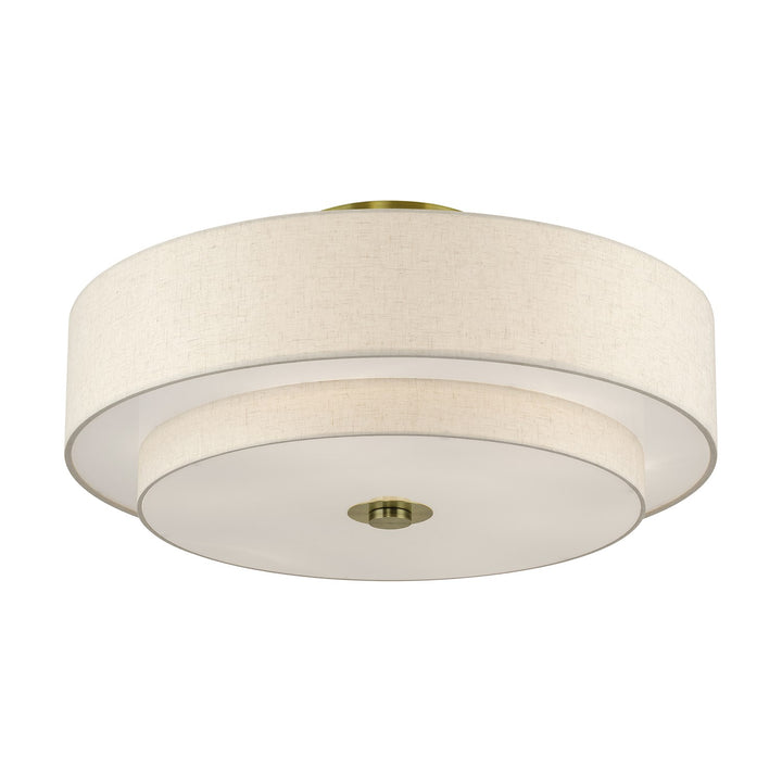 6 Light Antique Brass Extra Large Semi-Flush
