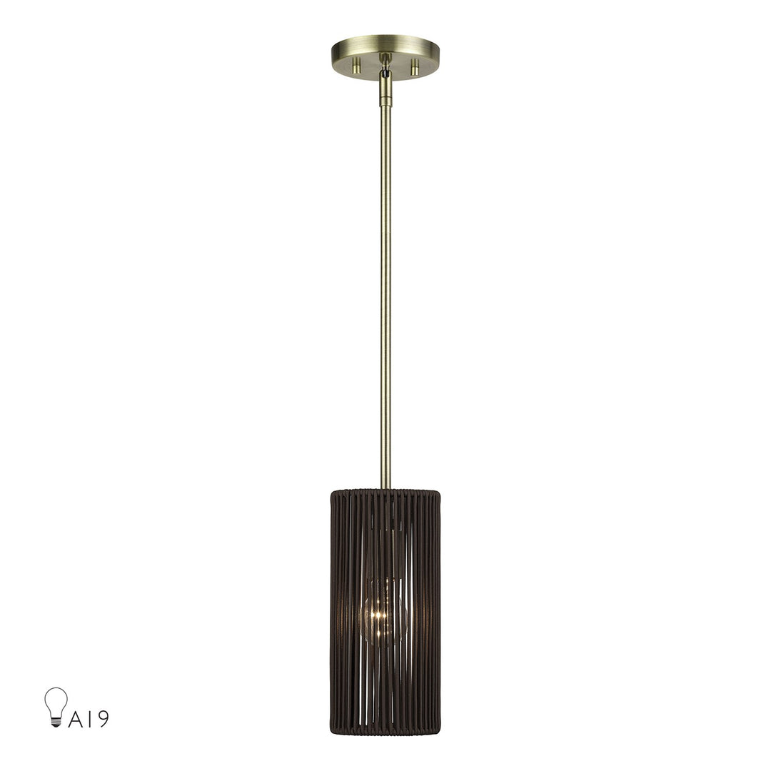 1 Light Antique Brass Mini Pendant by Livex Lighting
