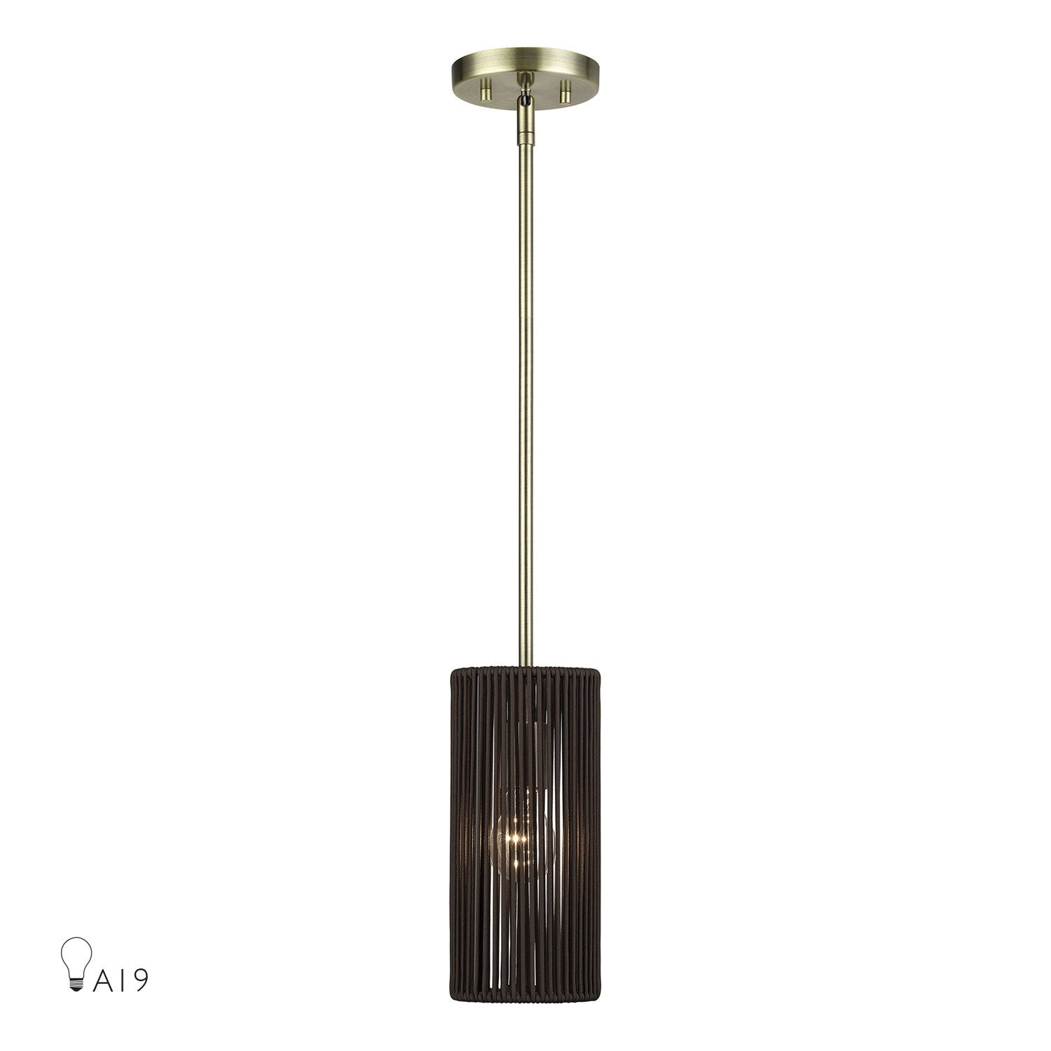 1 Light Antique Brass Mini Pendant by Livex Lighting