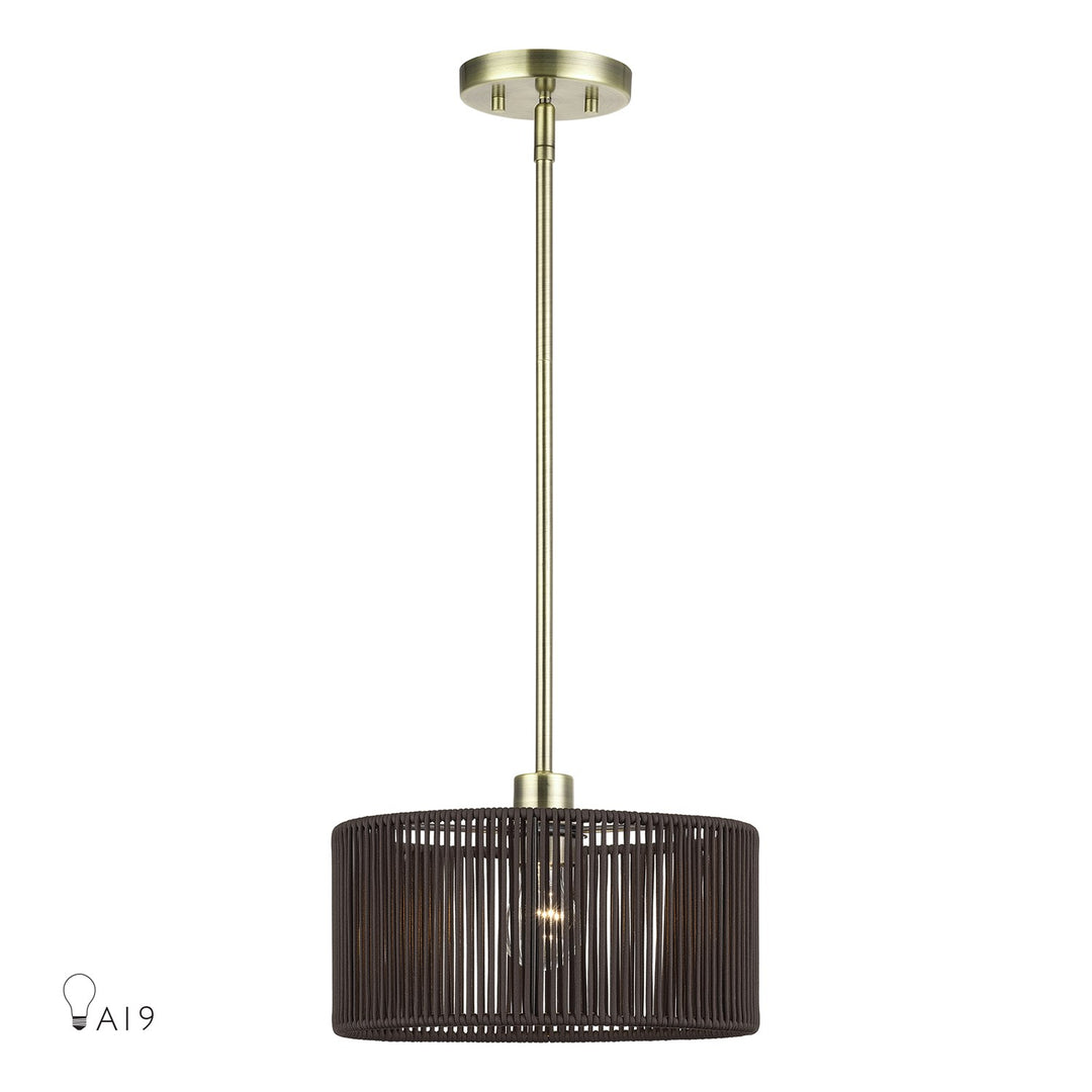 1 Light Antique Brass Pendant by Livex Lighting
