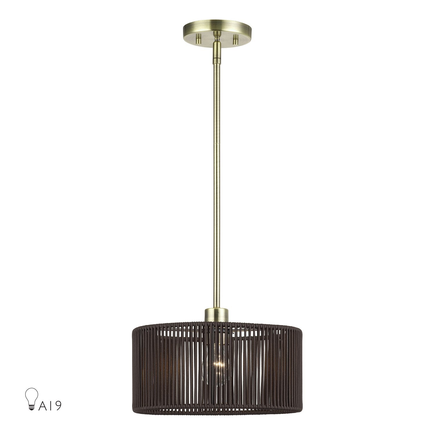 1 Light Antique Brass Pendant by Livex Lighting