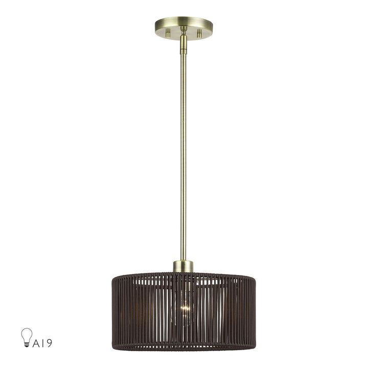 1 Light Antique Brass Pendant by Livex Lighting