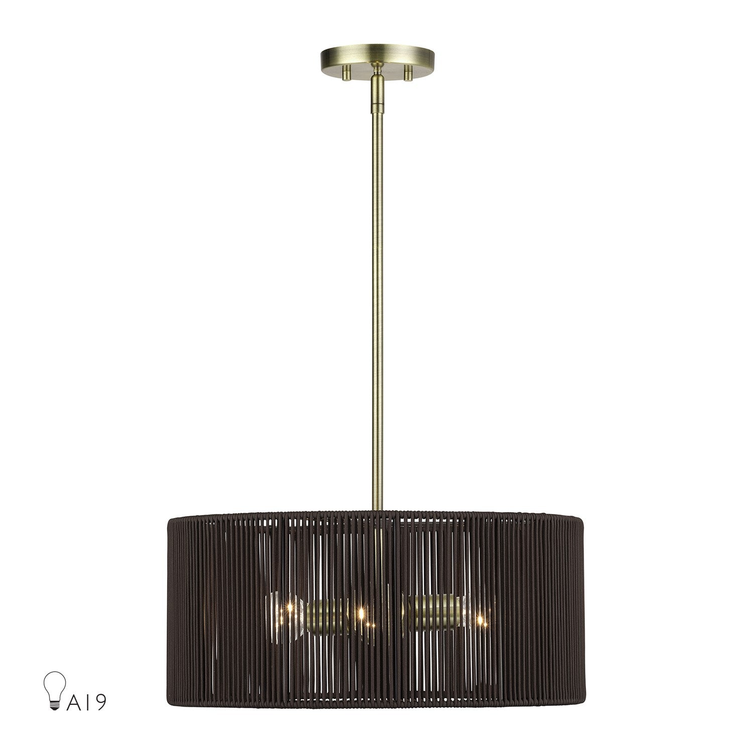 3 Light Antique Brass Pendant Chandelier by Livex Lighting
