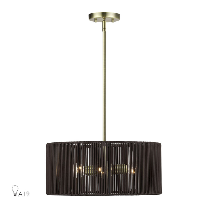 3 Light Antique Brass Pendant Chandelier by Livex Lighting
