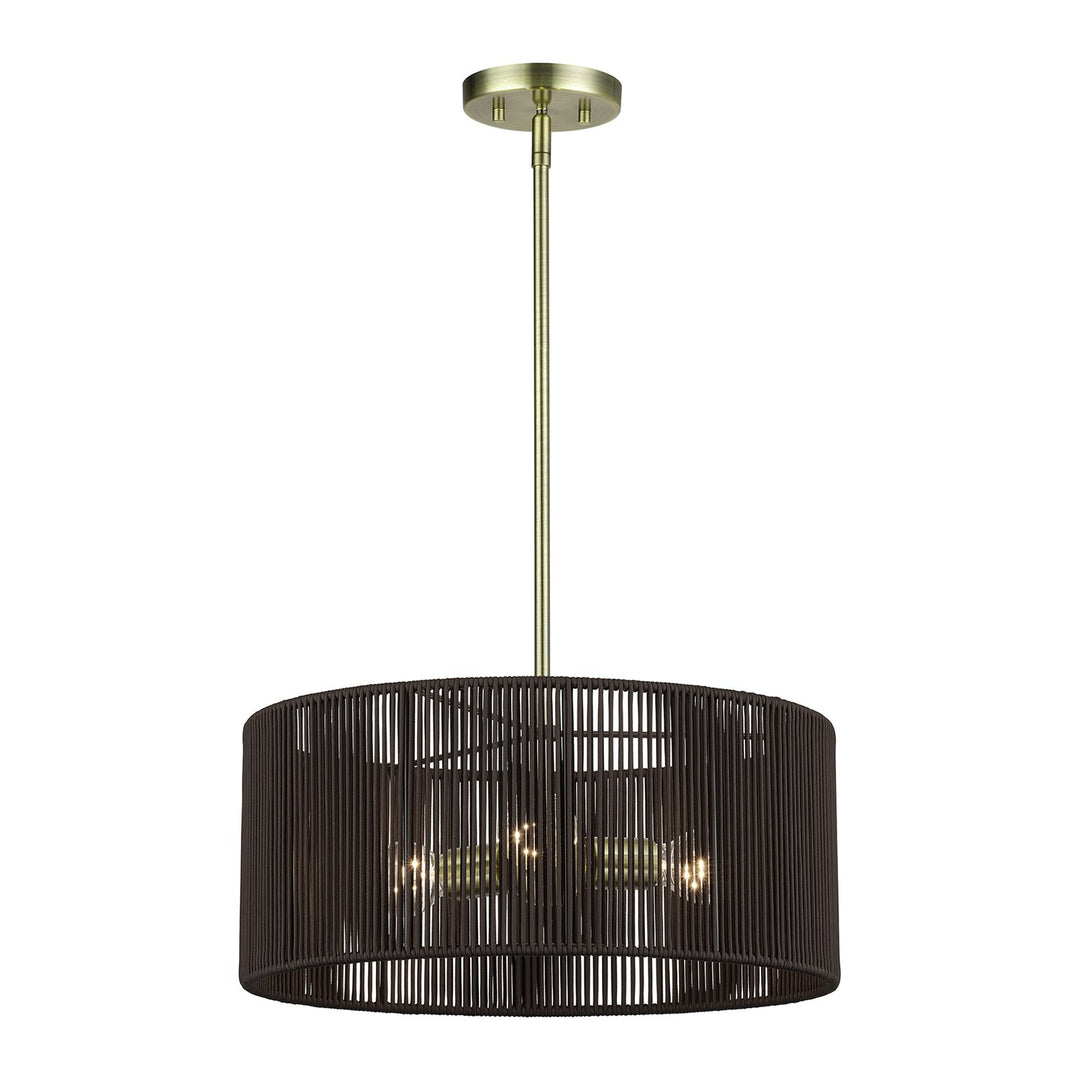 3 Light Antique Brass Pendant Chandelier