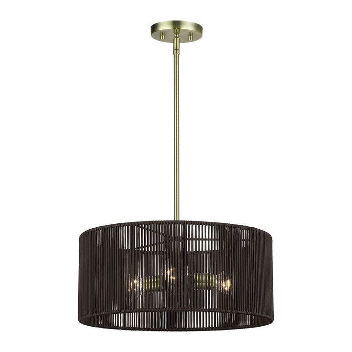 3 Light Antique Brass Pendant Chandelier