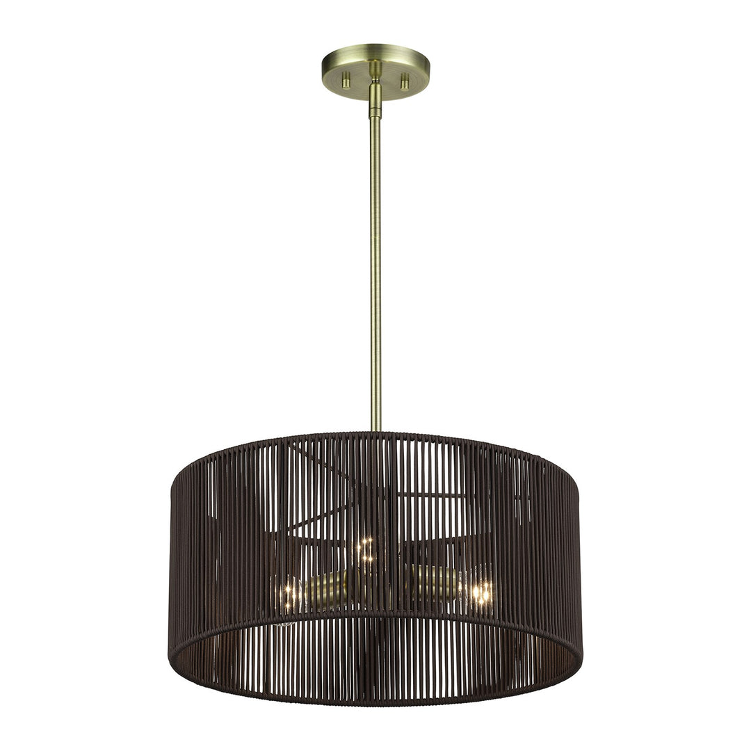 3 Light Antique Brass Pendant Chandelier