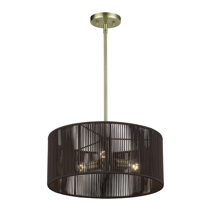 3 Light Antique Brass Pendant Chandelier