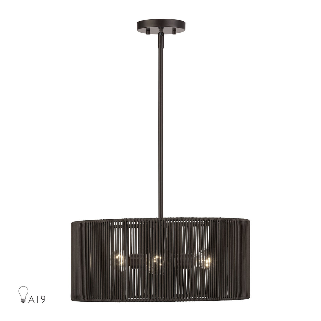 3 Light English Bronze Pendant Chandelier by Livex Lighting