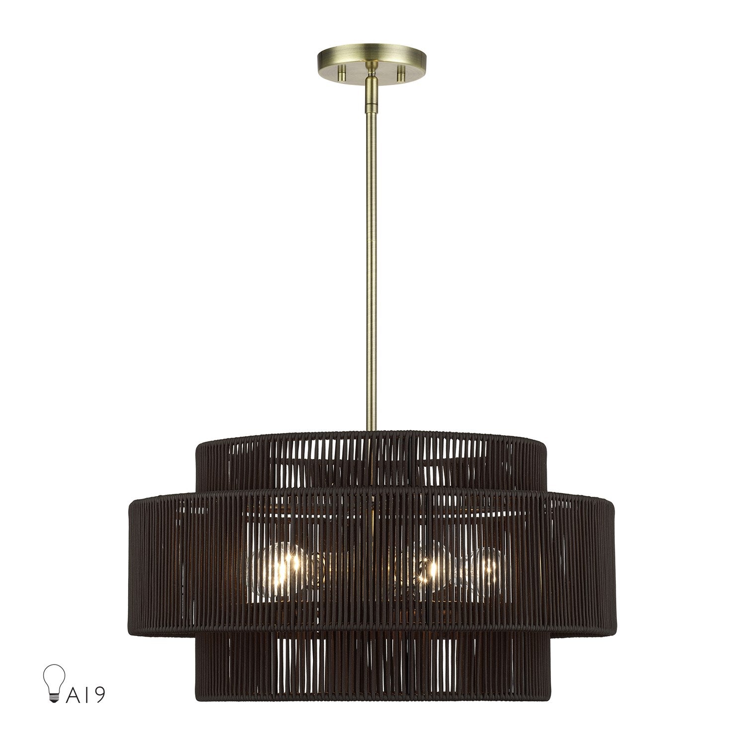5 Light Antique Brass Pendant Chandelier by Livex Lighting