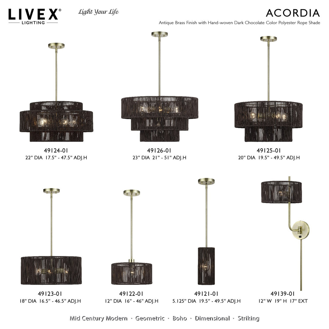 5 Light Antique Brass Pendant Chandelier