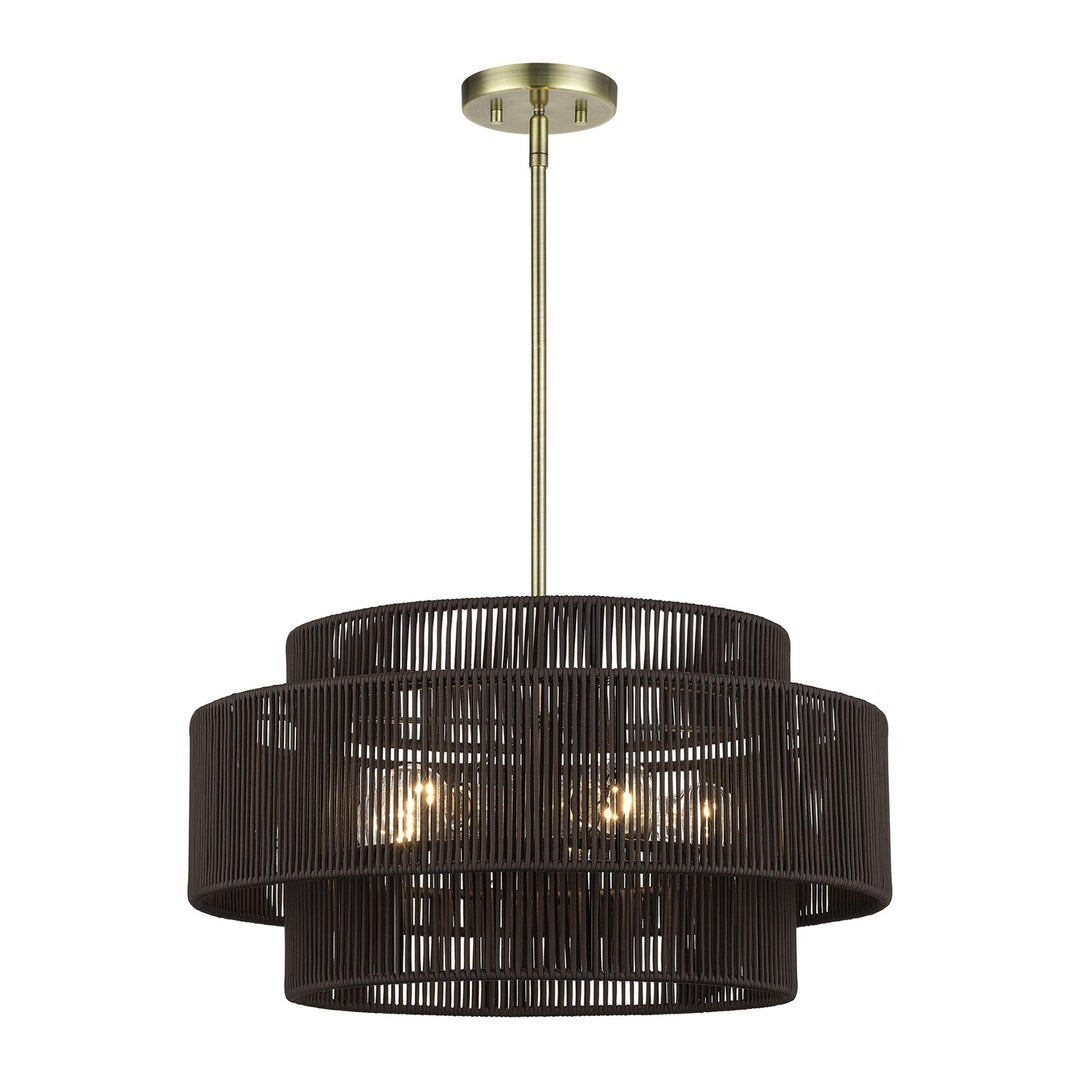 5 Light Antique Brass Pendant Chandelier
