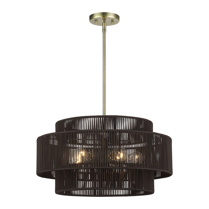 5 Light Antique Brass Pendant Chandelier