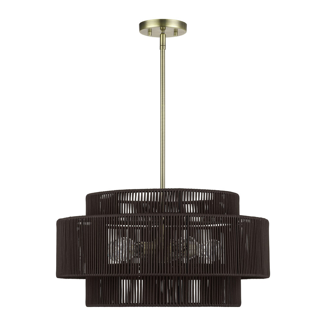 5 Light Antique Brass Pendant Chandelier