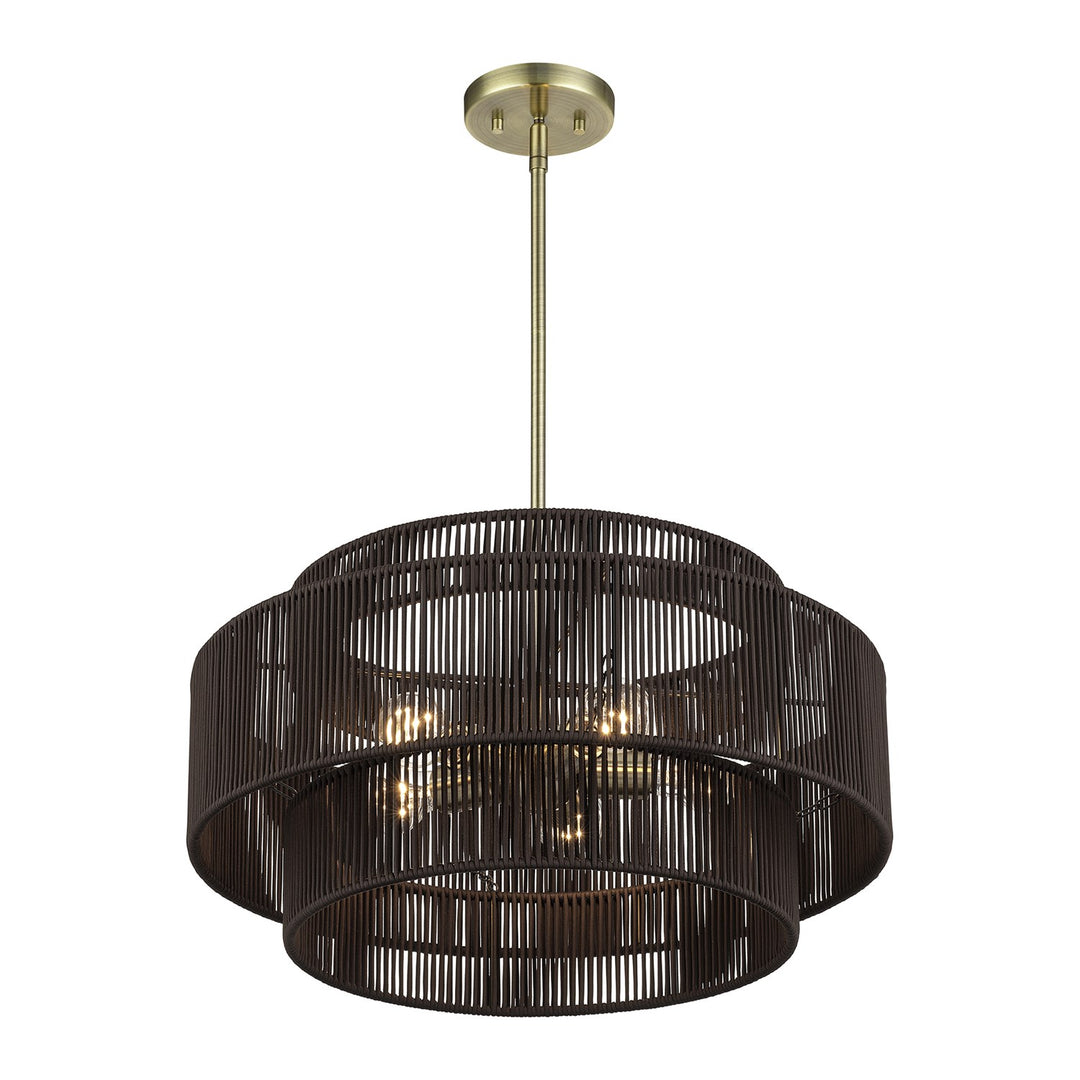 5 Light Antique Brass Pendant Chandelier