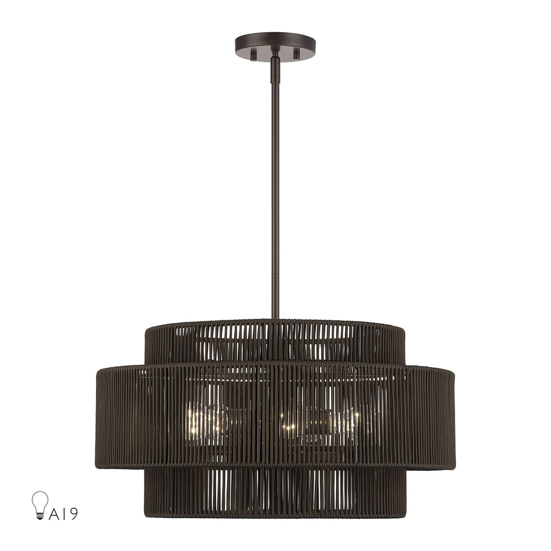 5 Light English Bronze Pendant Chandelier by Livex Lighting