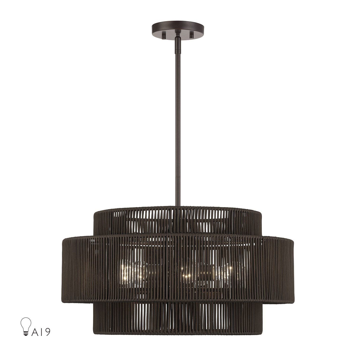 5 Light English Bronze Pendant Chandelier by Livex Lighting