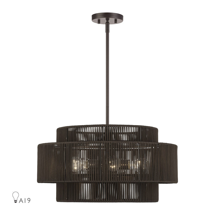 5 Light English Bronze Pendant Chandelier by Livex Lighting