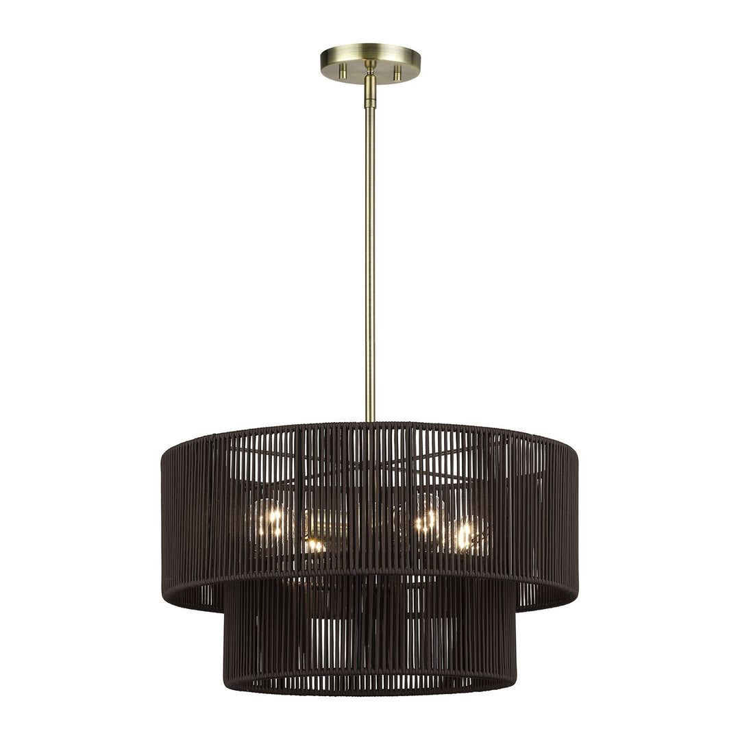 4 Light Antique Brass Pendant Chandelier