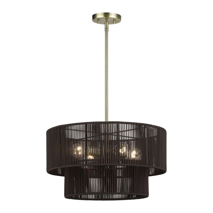 4 Light Antique Brass Pendant Chandelier