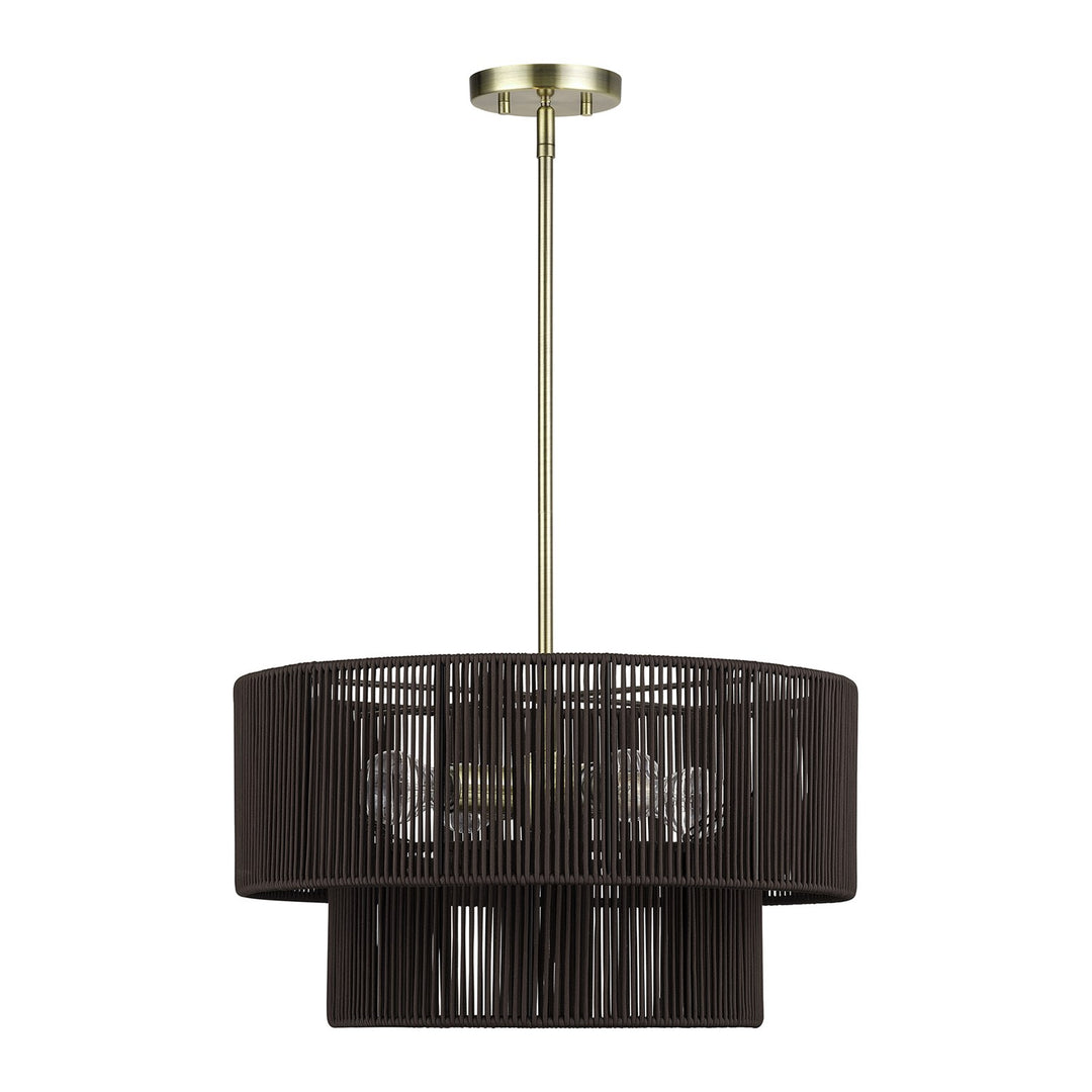 4 Light Antique Brass Pendant Chandelier