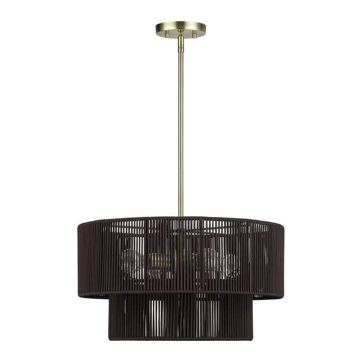 4 Light Antique Brass Pendant Chandelier