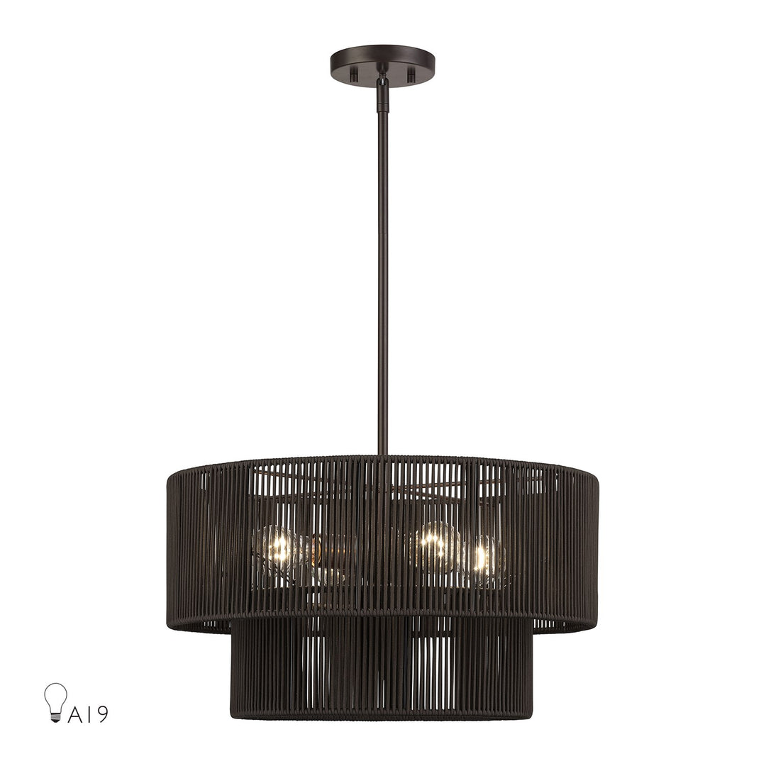 4 Light English Bronze Pendant Chandelier by Livex Lighting