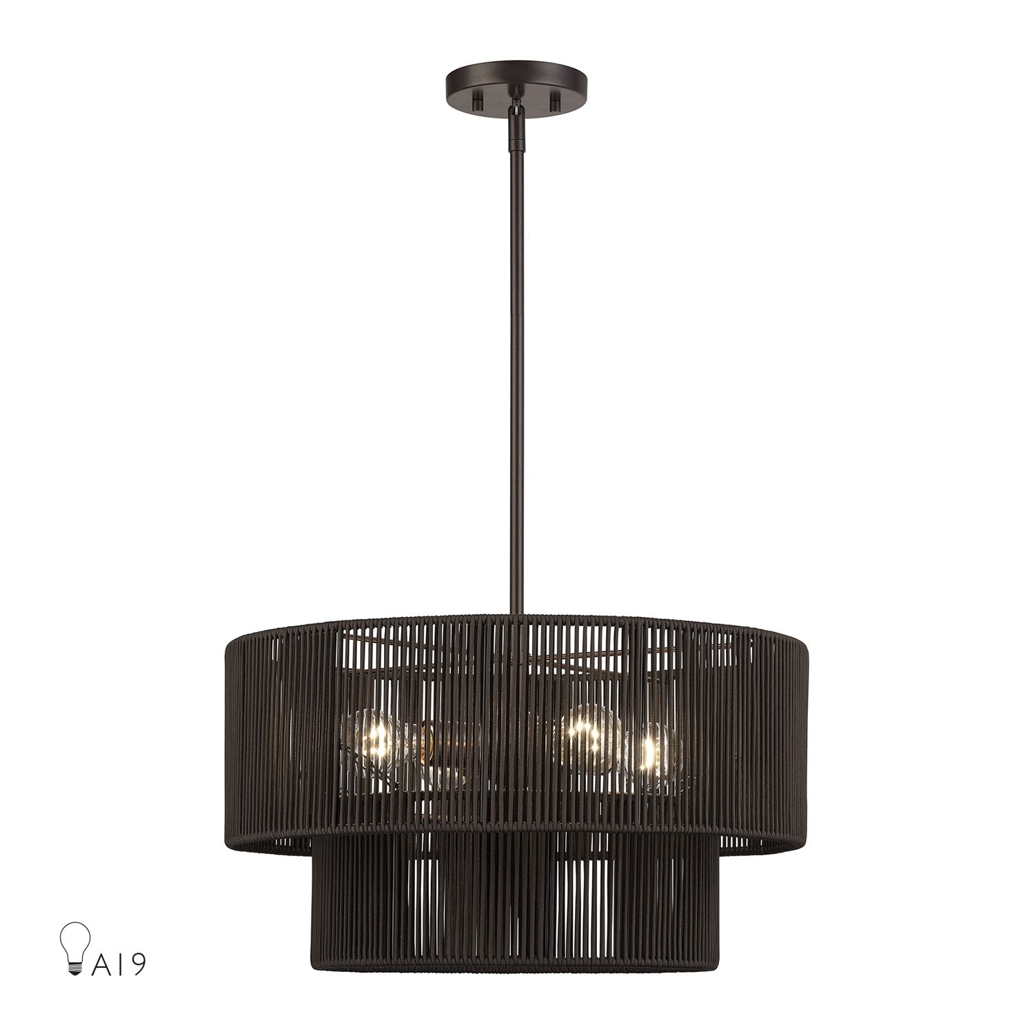 4 Light English Bronze Pendant Chandelier by Livex Lighting