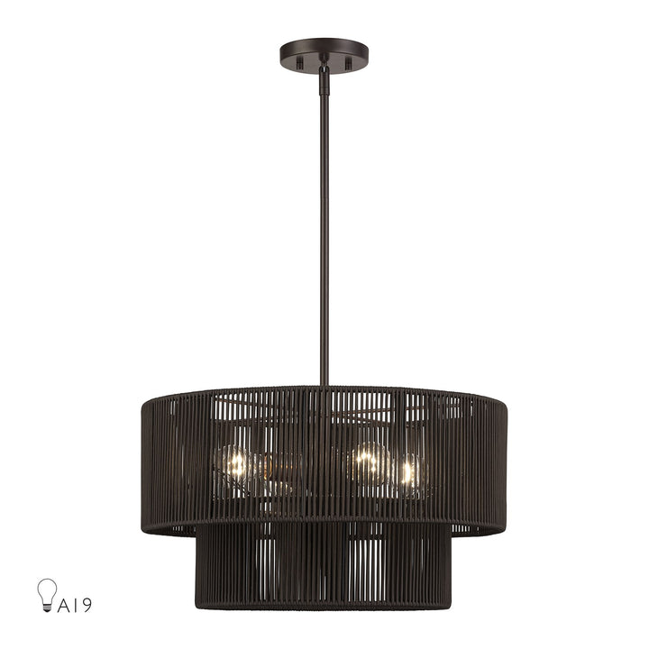 4 Light English Bronze Pendant Chandelier by Livex Lighting