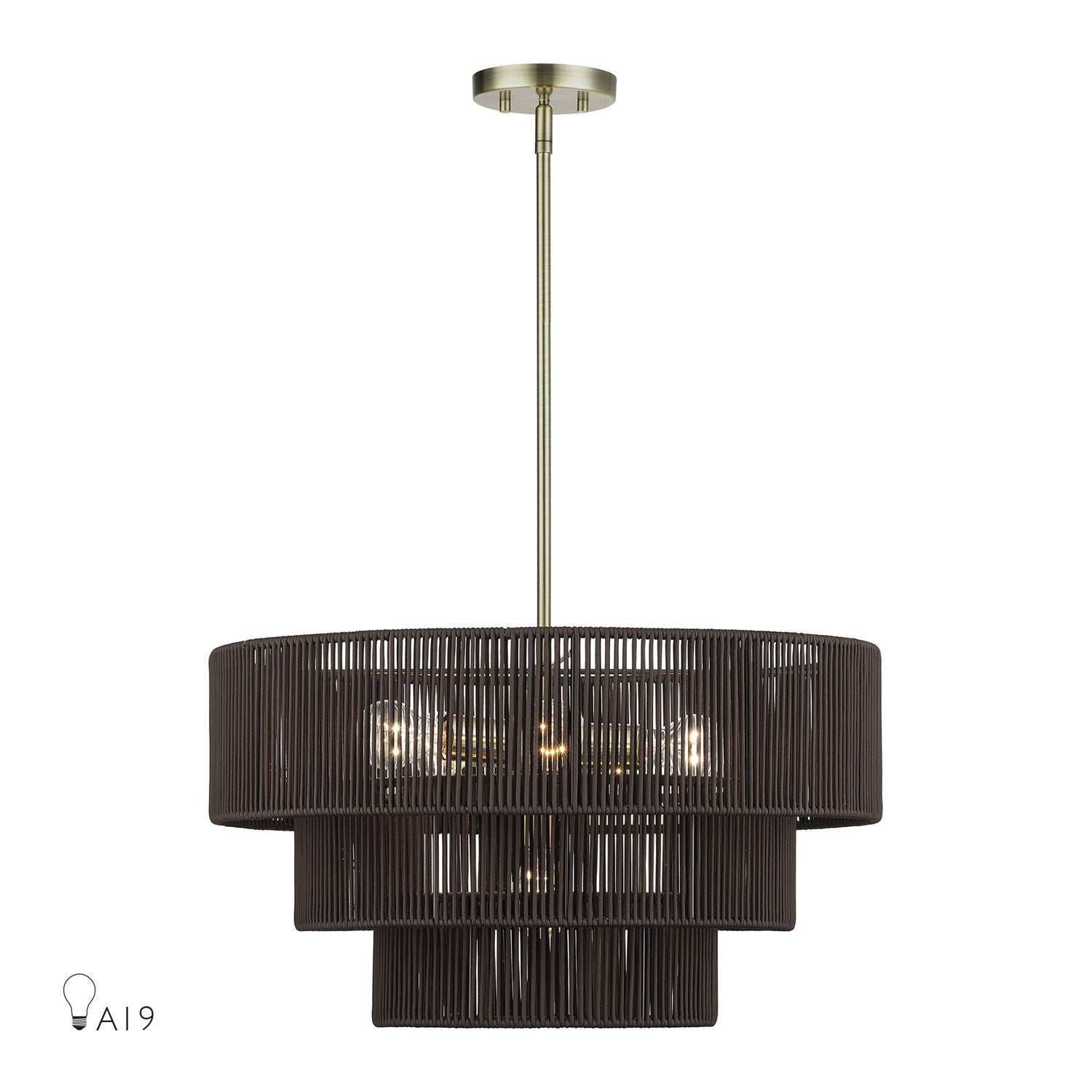 6 Light Antique Brass Pendant Chandelier by Livex Lighting