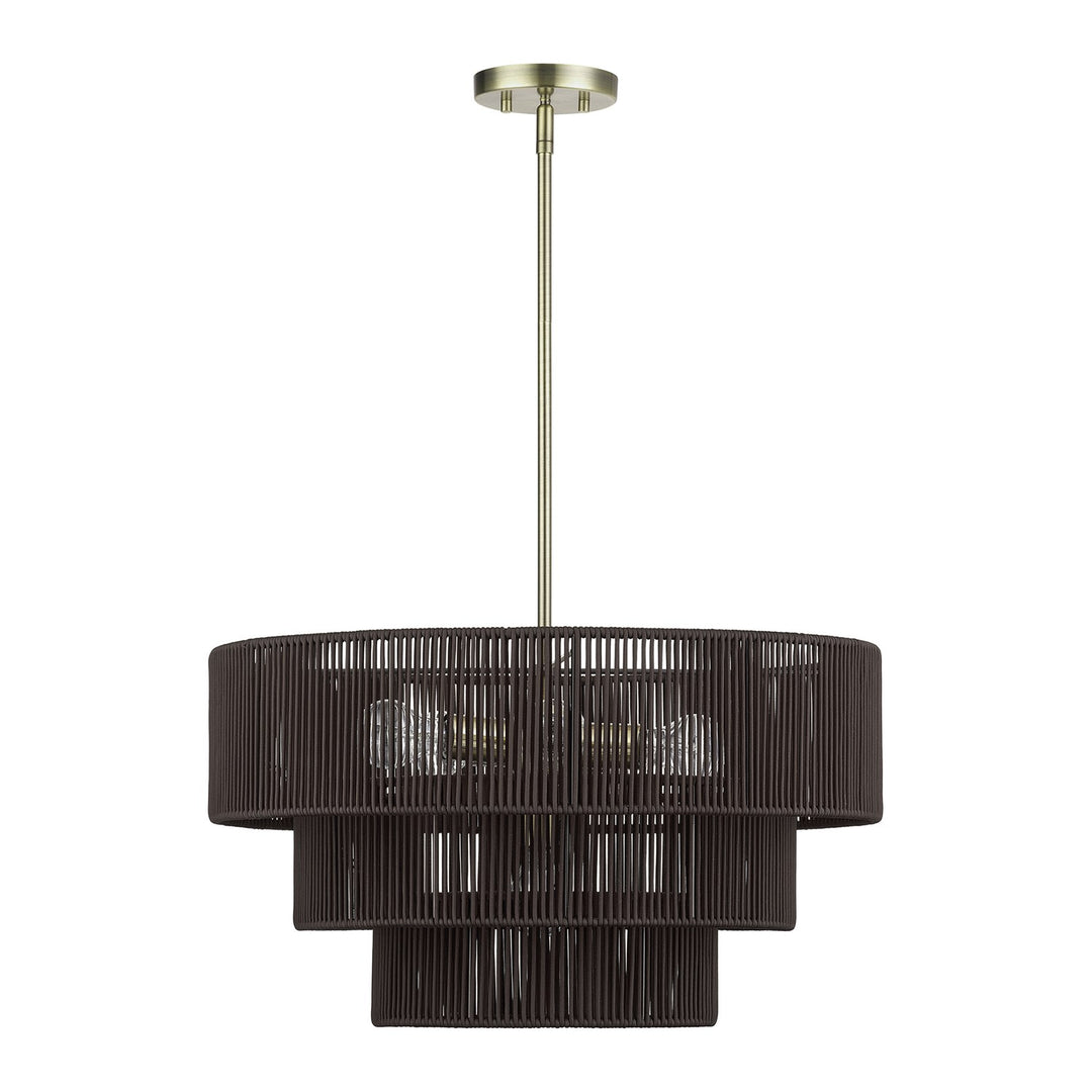 6 Light Antique Brass Pendant Chandelier