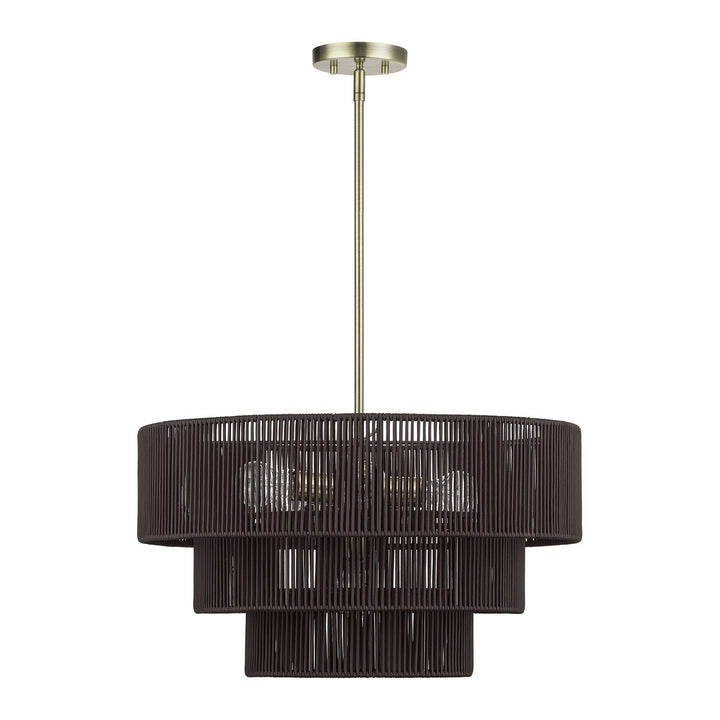 6 Light Antique Brass Pendant Chandelier