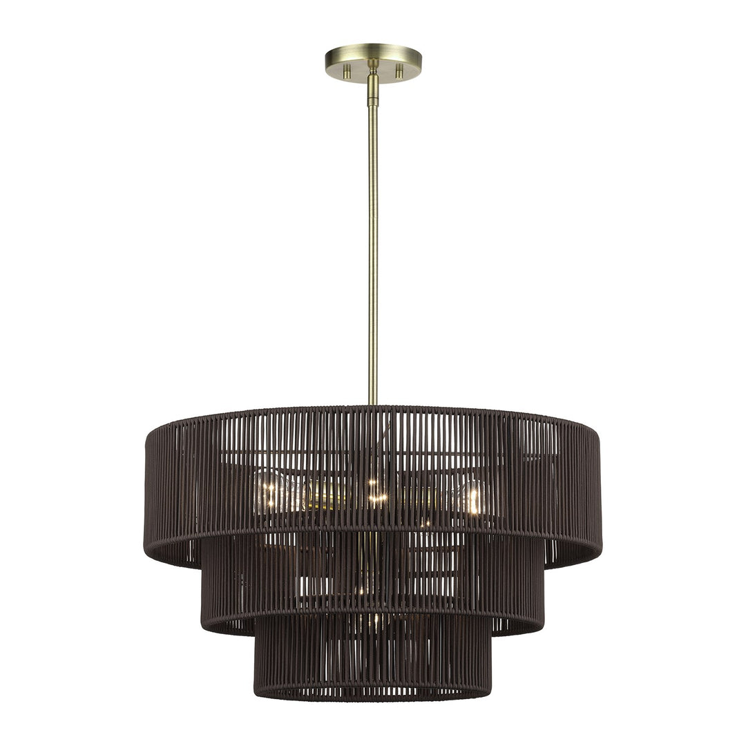 6 Light Antique Brass Pendant Chandelier