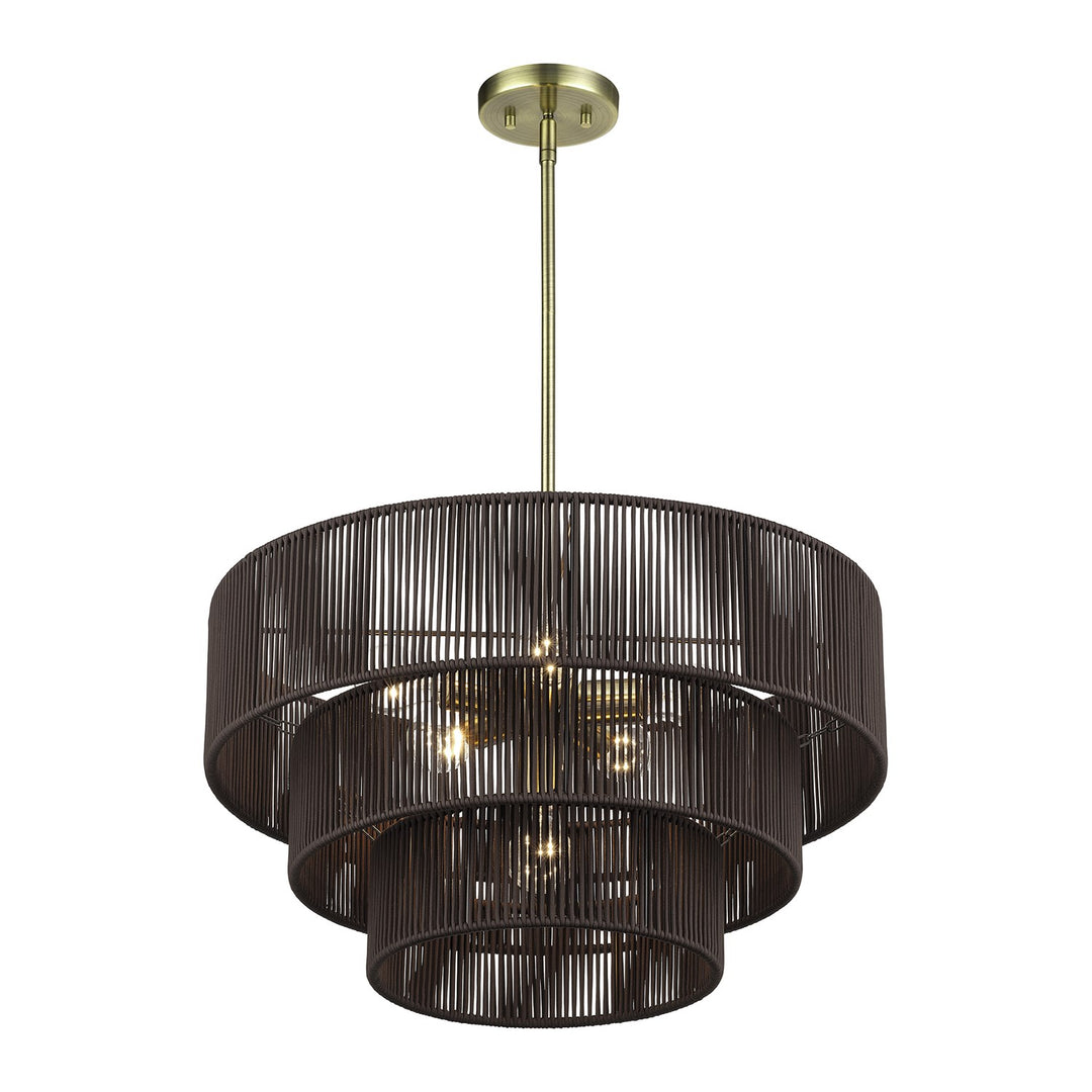 6 Light Antique Brass Pendant Chandelier