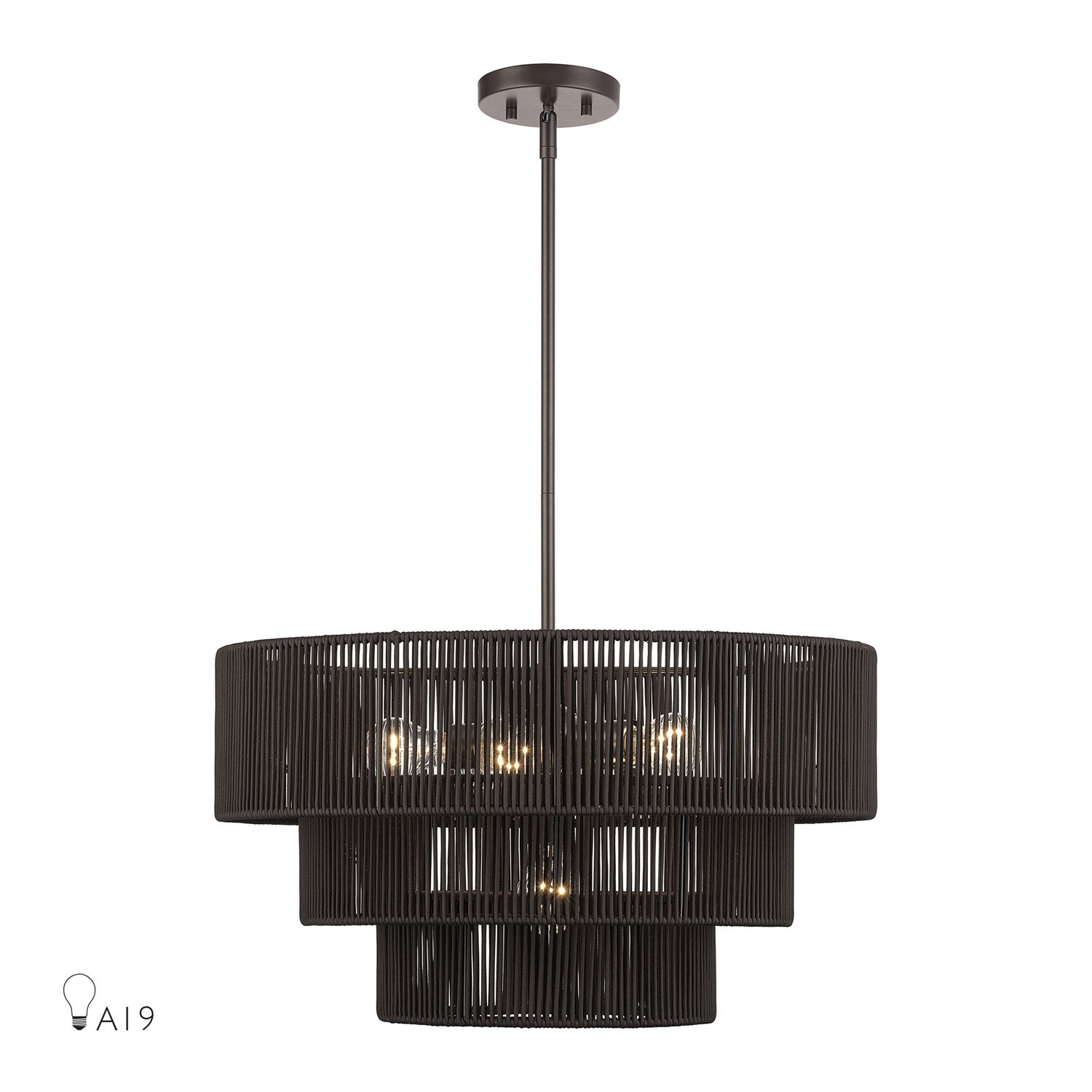 6 Light English Bronze Pendant Chandelier by Livex Lighting