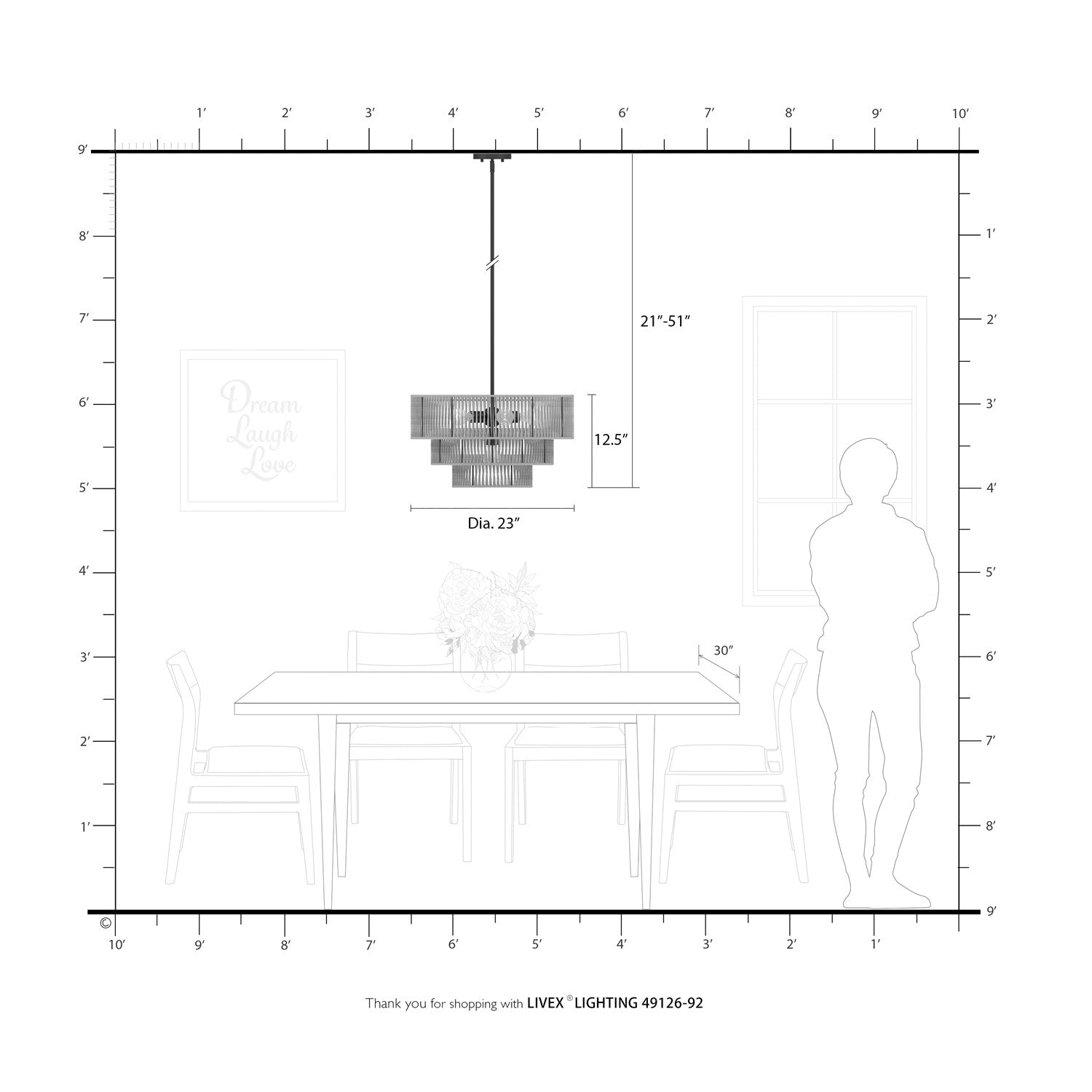 6 Light English Bronze Pendant Chandelier