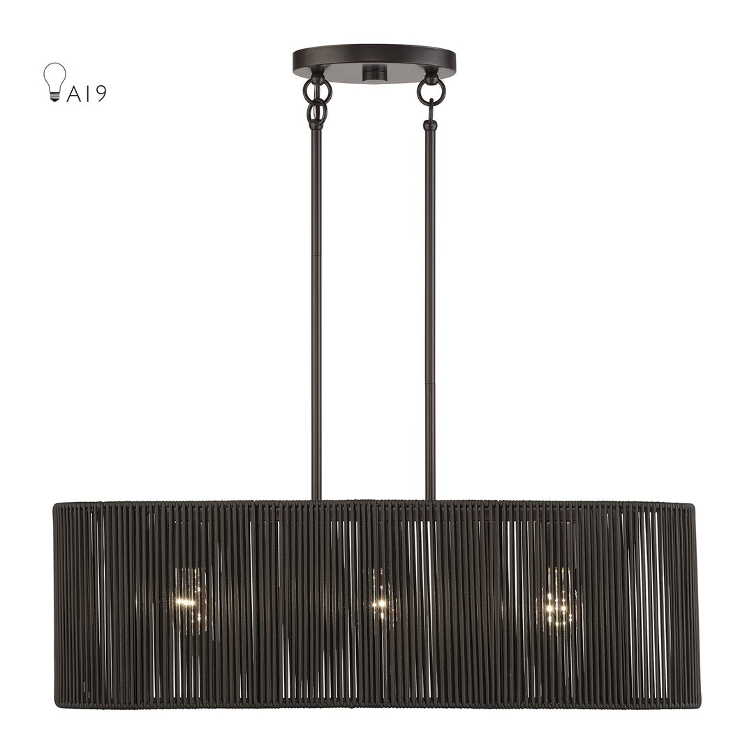 3 Light English Bronze Medium Linear Chandelier by Livex Lighting