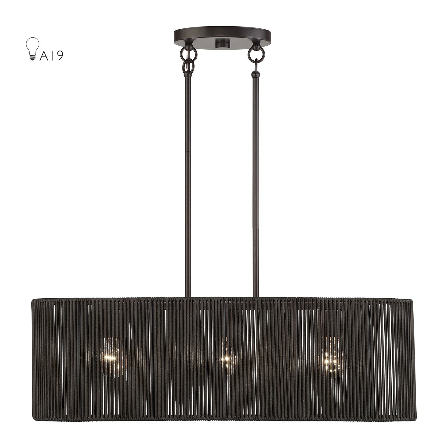 3 Light English Bronze Medium Linear Chandelier by Livex Lighting