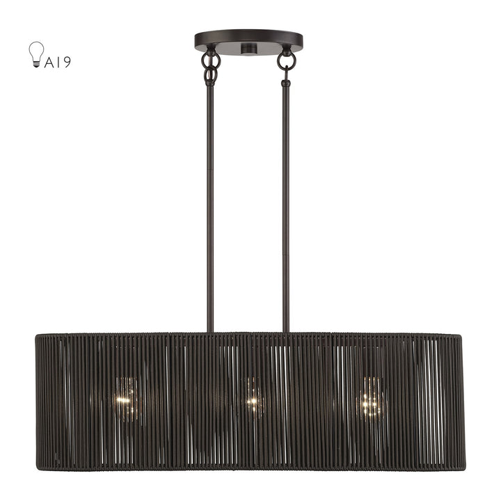 3 Light English Bronze Medium Linear Chandelier by Livex Lighting