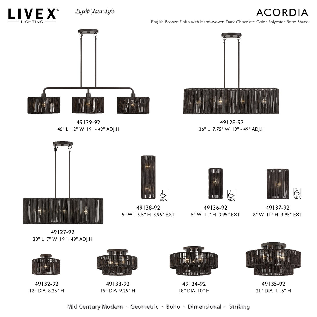 3 Light English Bronze Medium Linear Chandelier