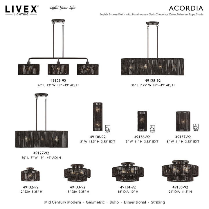 3 Light English Bronze Medium Linear Chandelier